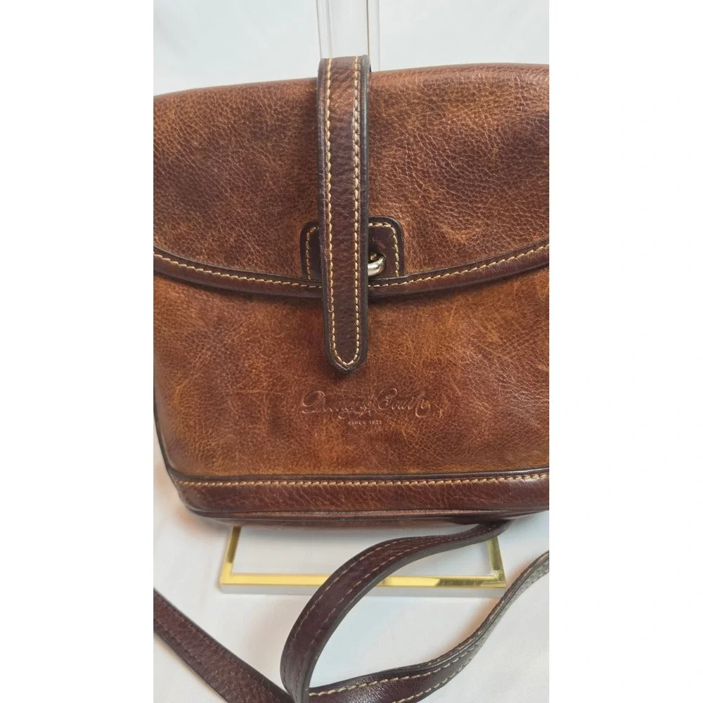 Dooney & Bourke Vintage Brown Leather Crossbody Bag Small Rustic Boho Purse